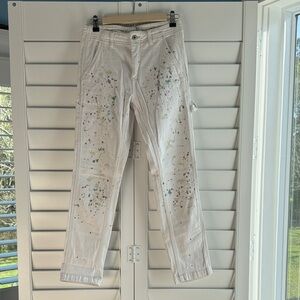Pilcro Artistic Splatter Straight Leg Jeans - Cream